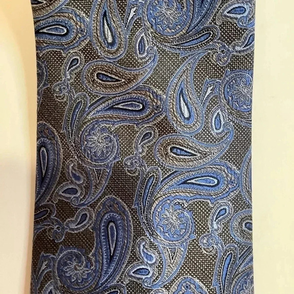 PERRY ELLIS Brown & Blue Paisley Woven Silk Tie - Picture 8 of 11